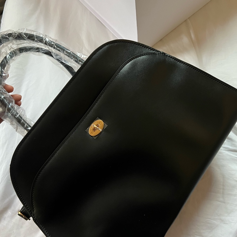 Elegant Black Leather Tote Bag